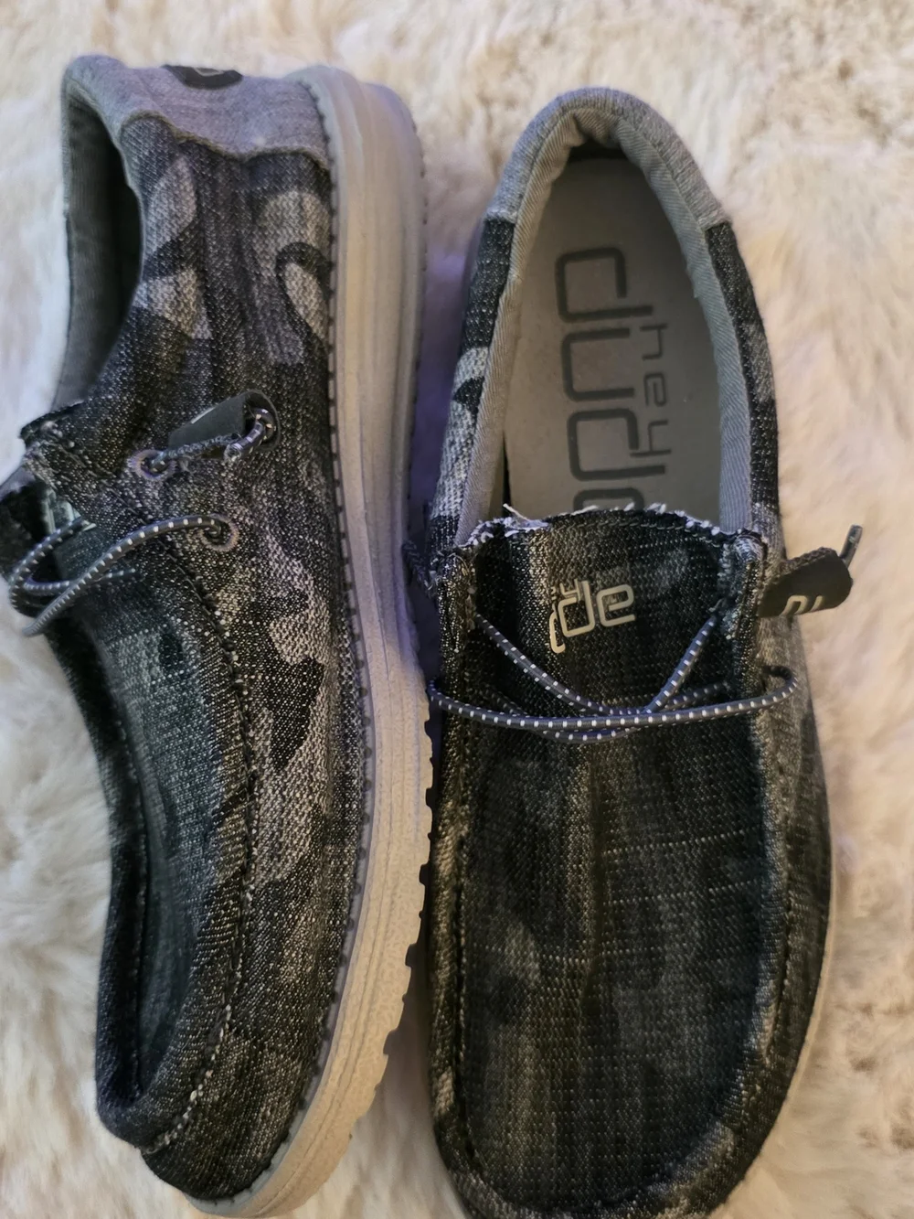 Hey Dude Kids Slip-On Sneakers in Black and Gray